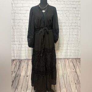 Express Black Long Sleeve Lace Coat